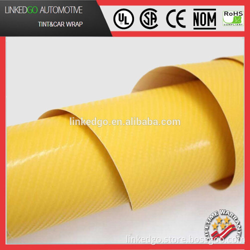 High quality Car Body Wrap 1.52*30M 4D Yellow Carbon fiber vinyl film decal sticker